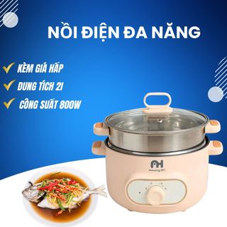 Nồi Điện Nấu Lẩu Đa Năng 2 Tầng – Size 22cm, Chống Dính, Công Suất 800W, Tiện Dụng Cho Mọi Bếp