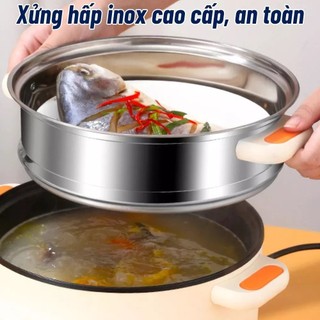 Nồi Điện Nấu Lẩu Đa Năng 2 Tầng – Size 22cm, Chống Dính, Công Suất 800W, Tiện Dụng Cho Mọi Bếp