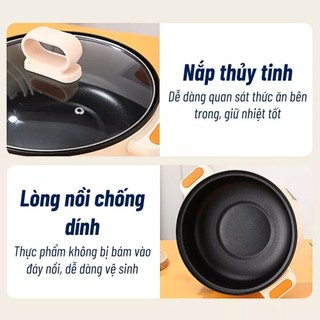 Nồi Điện Nấu Lẩu Đa Năng 2 Tầng – Size 22cm, Chống Dính, Công Suất 800W, Tiện Dụng Cho Mọi Bếp