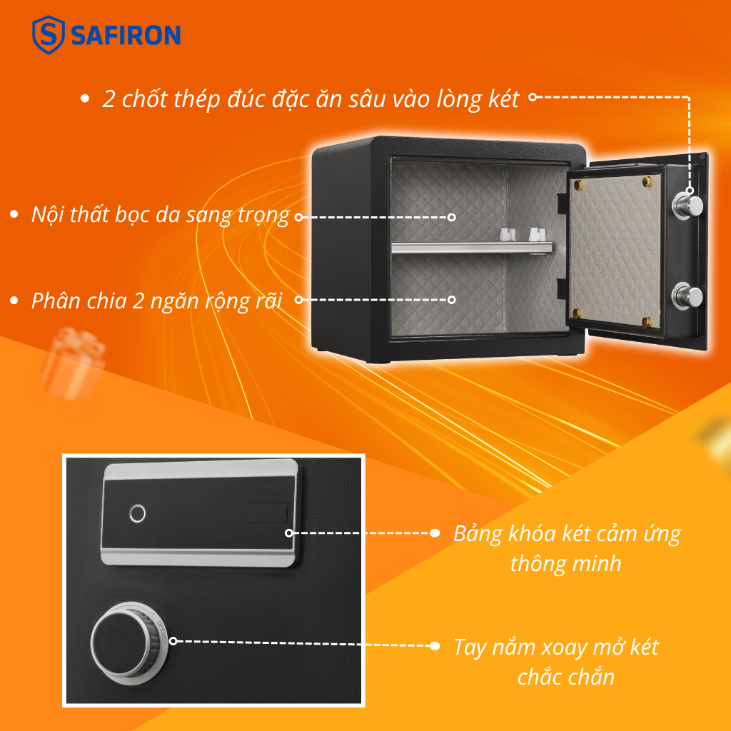 [BH 6 NĂM] Két Mini Thông Minh Safiron 35LS Kết Nối APP Điện Thoại