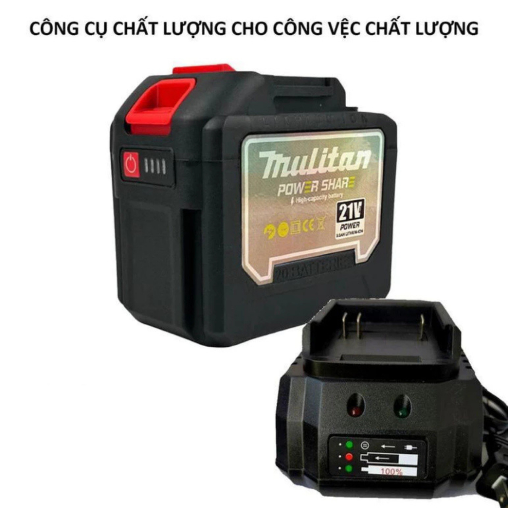 COMBO 2 Pin 20 Cell MULITAN Chân Pin Phổ Thông M21 có đèn LED báo Pin, Pin Máy Khoan, sử dụng chân Pin Phổ Thông Makita