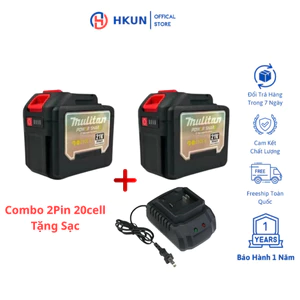 COMBO 2 Pin 20 Cell MULITAN Chân Pin Phổ Thông M21 có đèn LED báo Pin, Pin Máy Khoan, sử dụng chân Pin Phổ Thông Makita