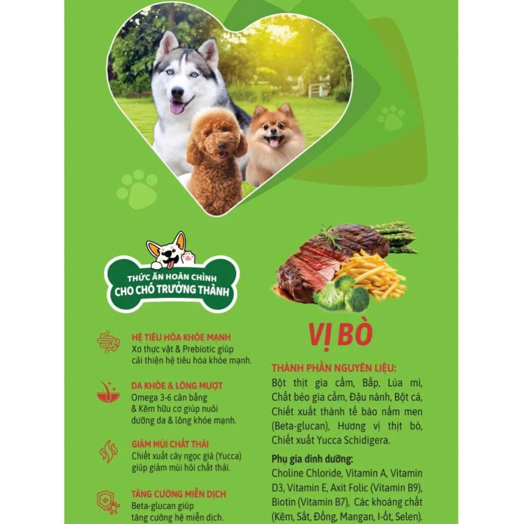 Hạt Cho Chó Trưởng Thành Dogsmile By Truoo Vị Bò Và Gà Nướng Gói 500g Và 2kg