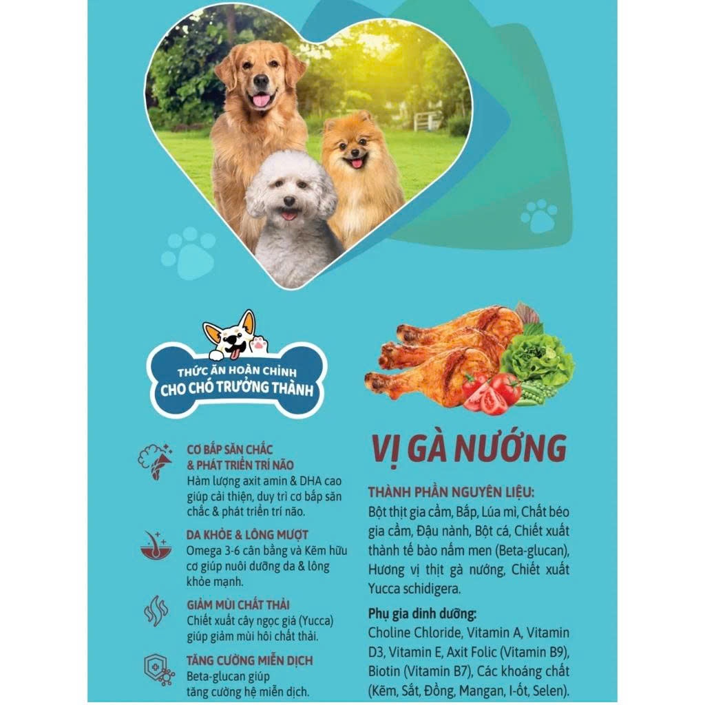 Hạt Cho Chó Trưởng Thành Dogsmile By Truoo Vị Bò Và Gà Nướng Gói 500g Và 2kg