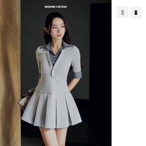 Đầm Ngắn Shirt Collar Pleat Office, Chất Vải Thun Cotton Thoải Mái ,WDN145 SOME HOW STORE