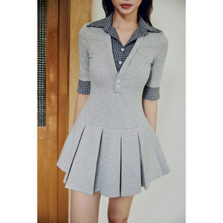 [Best Seller] Đầm Ngắn Shirt Collar Pleat Office, Chất Vải Thun Cotton Thoải Mái ,WDN145 SOME HOW STORE