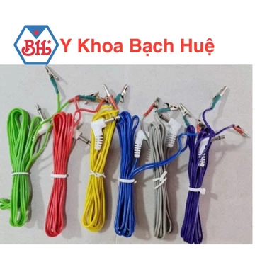 Dây châm cứu chuôi cắm tròn ra 4 đầu kẹp và 2 đầu kẹp, phụ kiện máy châm cứu KWD-808