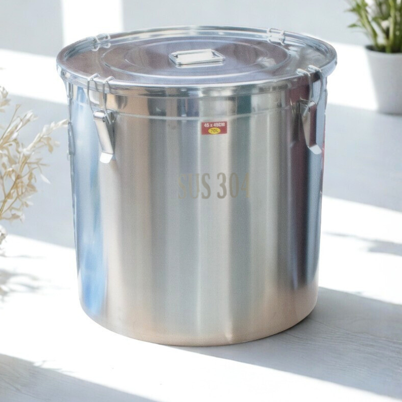 Nồi xô inox 304 70L- nồi inox 45x45cm có khóa đựng thực phẩm | Shopee ...