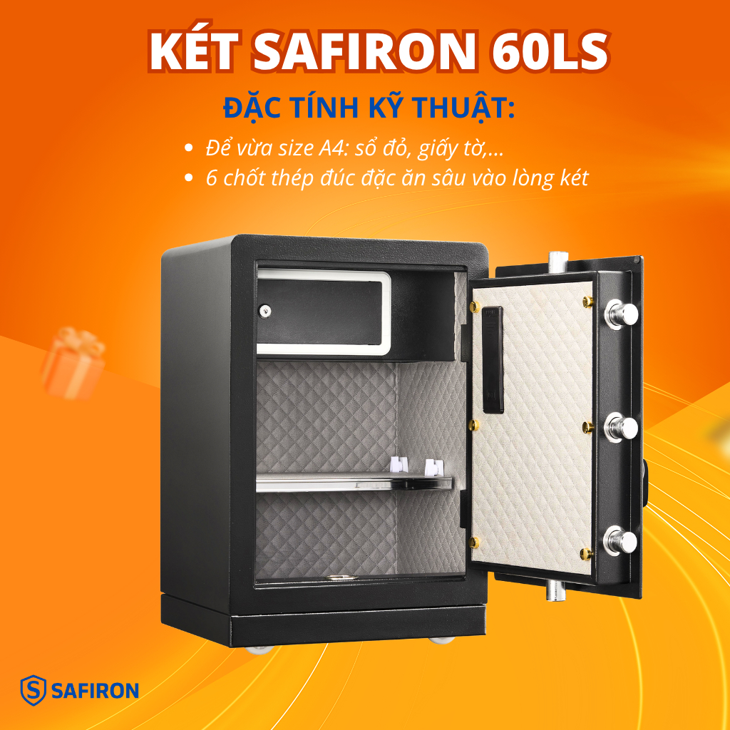 [BH 6 NĂM] Két Sắt Thông Minh Safiron 60LS Kết Nối APP Điện Thoại