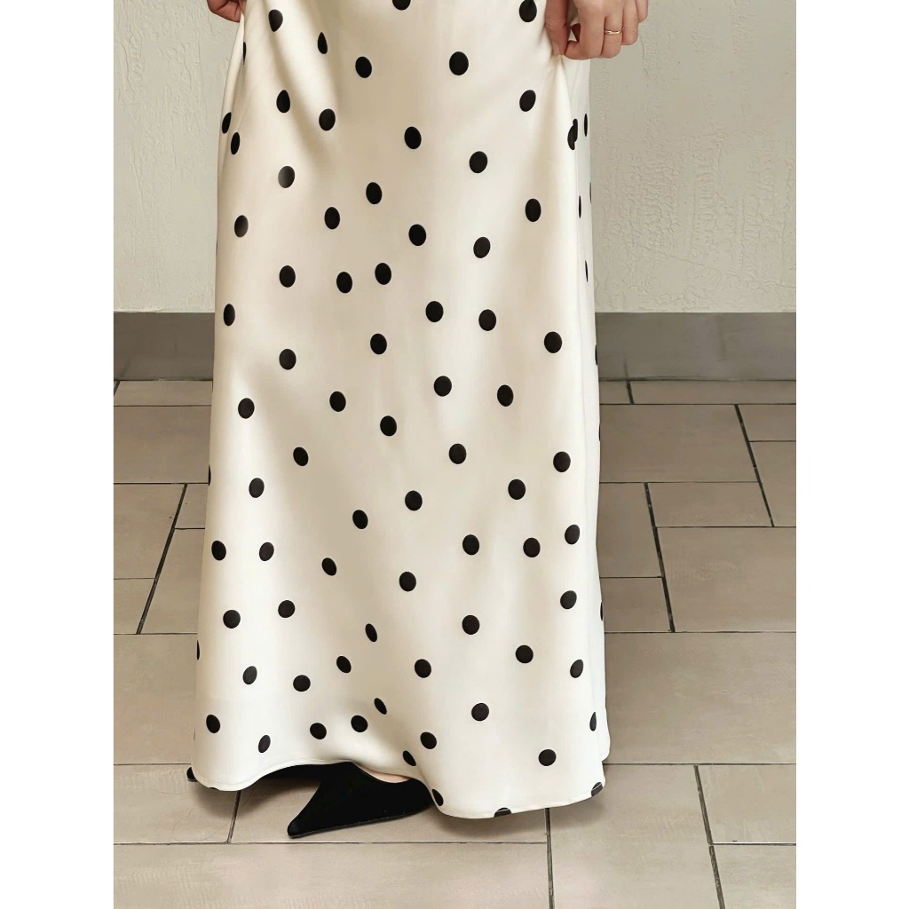 Váy Cổ Yếm Dáng Dài Chấm Bi Form Chữ A Chiết Eo Nhẹ PASISH DRESS Chất Liệu Lụa Mềm Cao Cấp SAN Clothings - P160