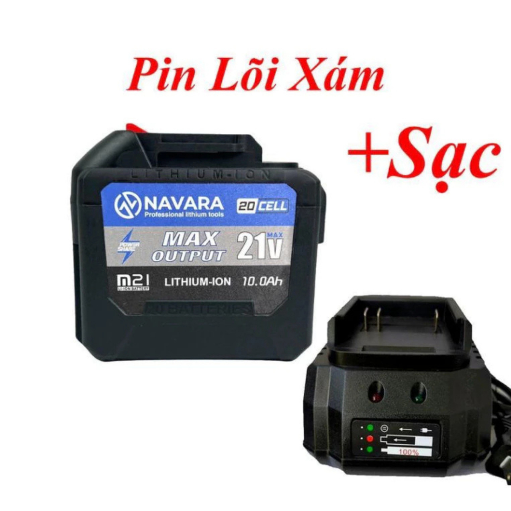 [Mua 2 Tặng Sạc] Pin 20 Cell Navara cho máy khoan chân pin phổ thông Makita M21 có đèn báo dung lượng