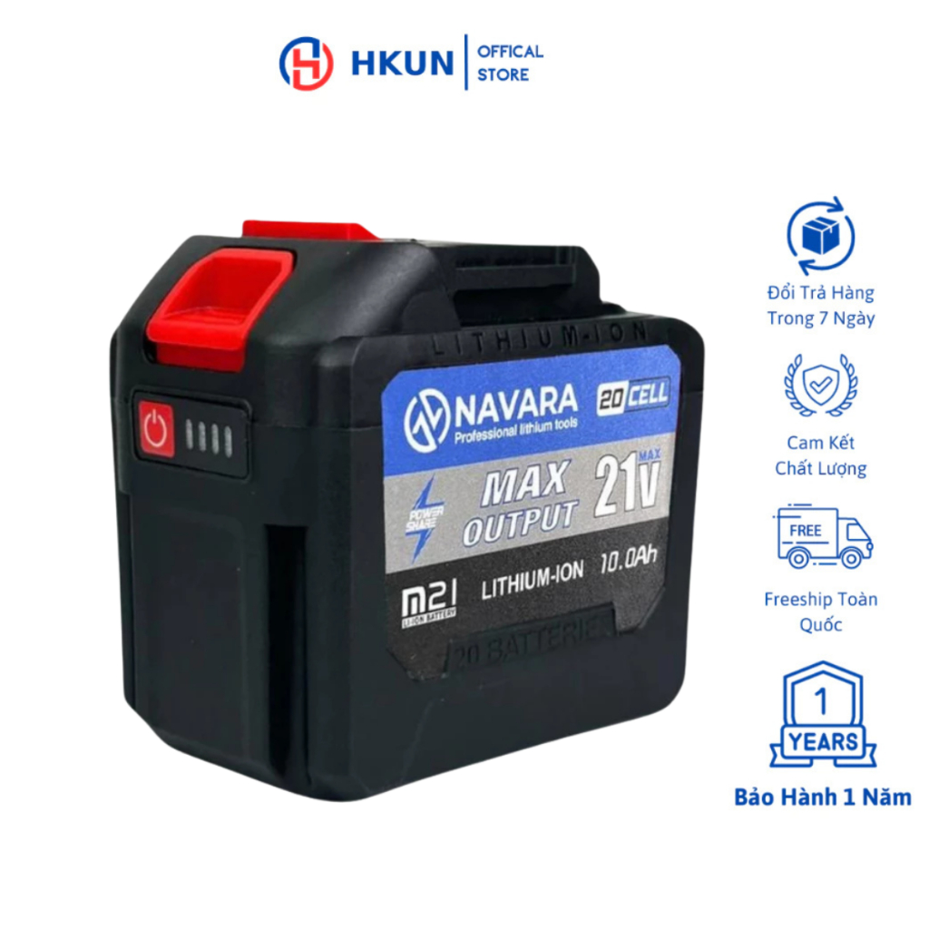 [Mua 2 Tặng Sạc] Pin 20 Cell Navara cho máy khoan chân pin phổ thông Makita M21 có đèn báo dung lượng