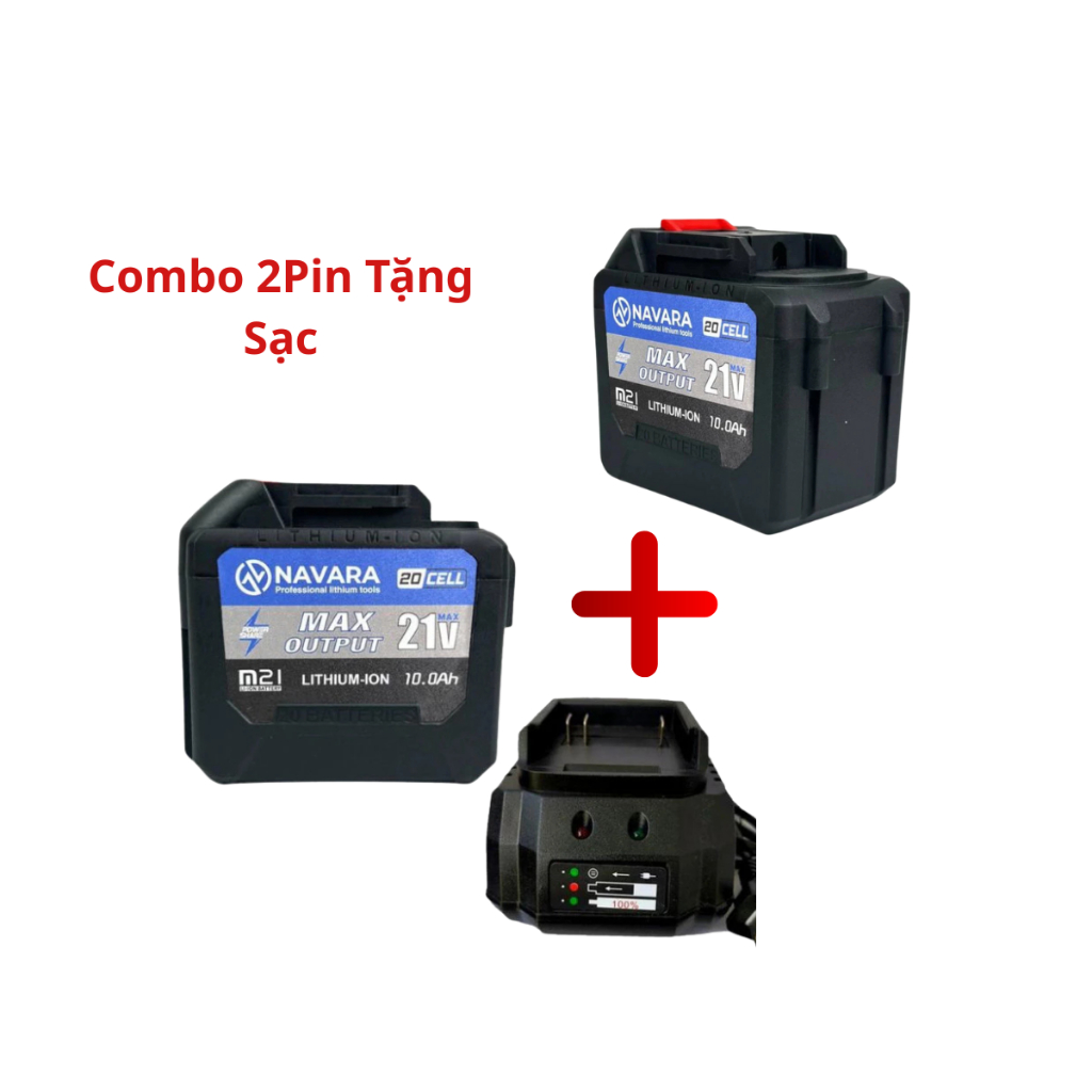 [Mua 2 Tặng Sạc] Pin 20 Cell Navara cho máy khoan chân pin phổ thông Makita M21 có đèn báo dung lượng