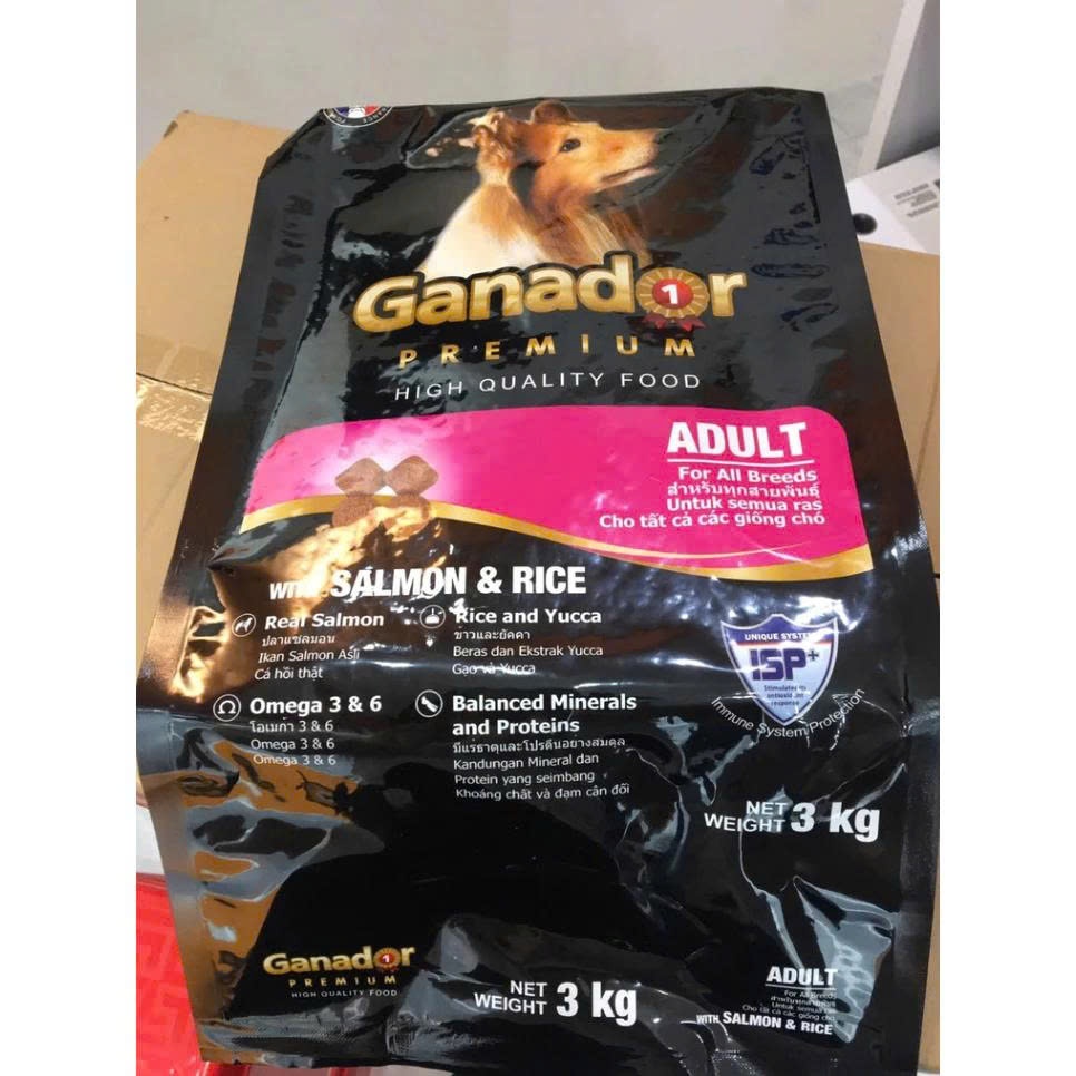 Thức ăn hạt Ganador Premium cho chó trưởng thành vị Cá hồi & Gạo  cải thiện khả năng miễn dịch, 3 kg