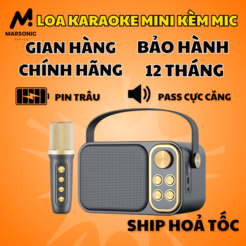Loa Karaoke Mini Có Bluetooth – Kèm 2 Mic Không Dây, Bass Cực Căng, Âm Thanh 4D Sống Động, Phù Hợp Gia Đình & Du Lịch — ảnh 1