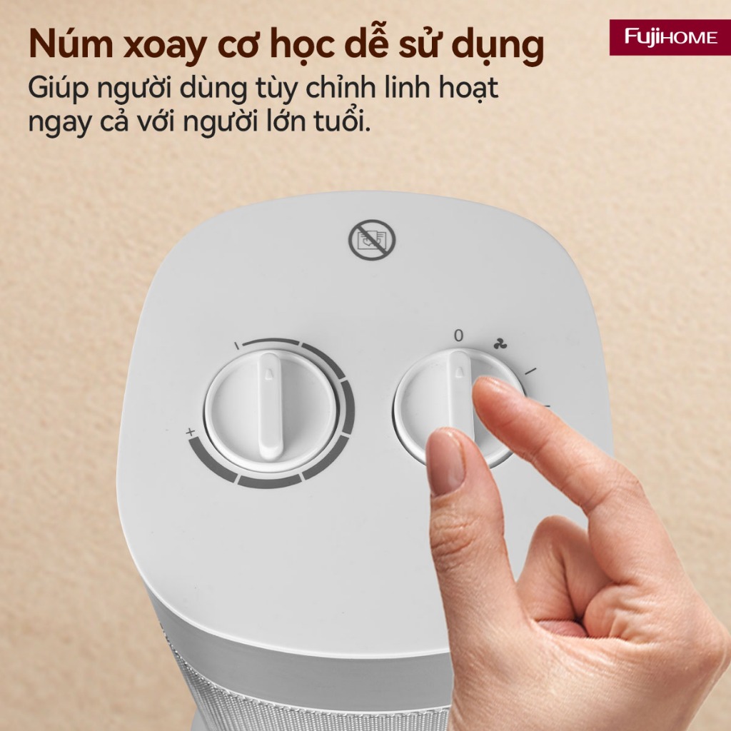 Máy Sưởi Gốm Ceramic Nhập Khẩu FUJIHOME 2000W FH3100, quạt sưởi không đốt oxy làm ấm cực nhanh, heater phòng ngủ