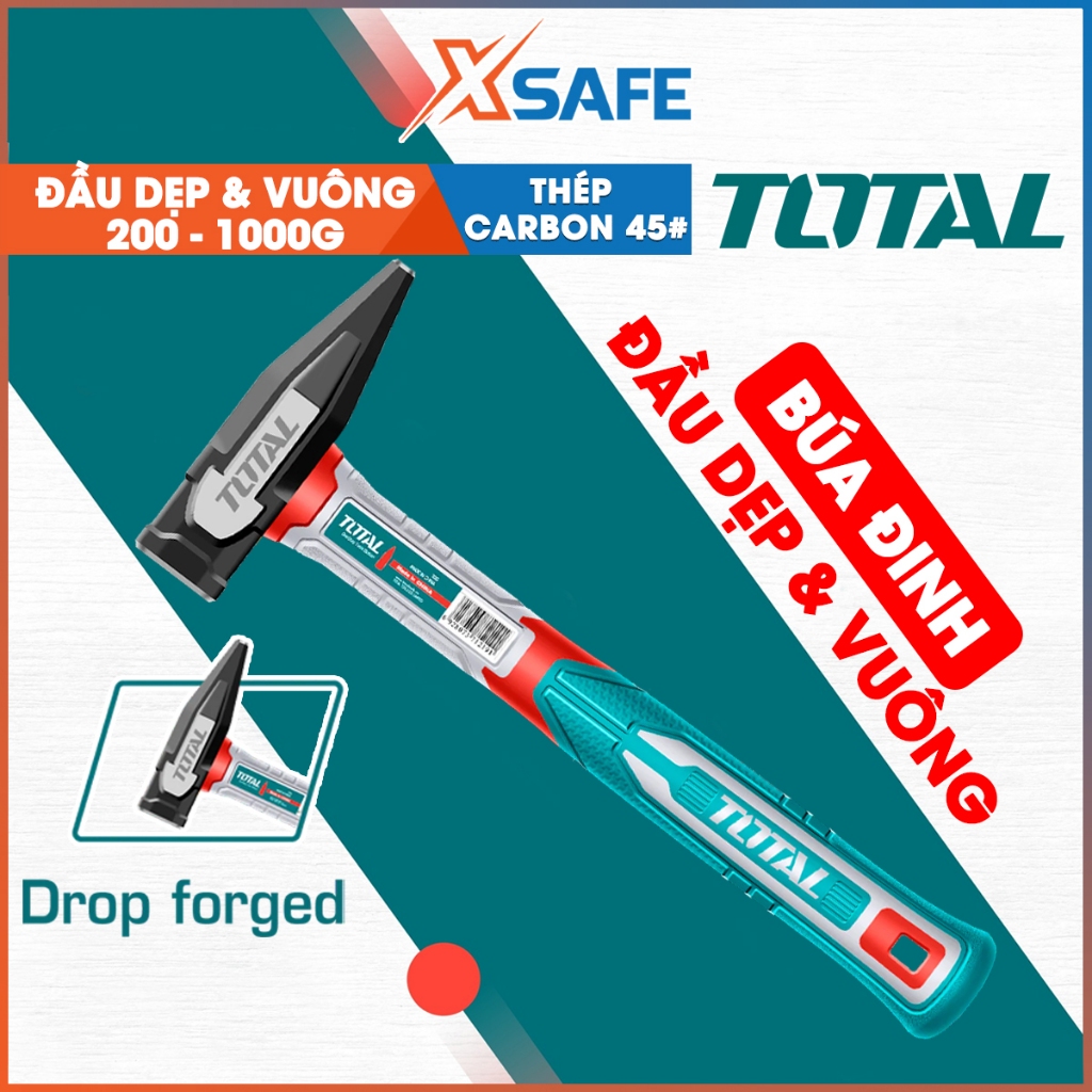 Búa đinh đầu dẹp và vuông TOTAL Đầu búa rèn thả được cải tiến 300-1000g ...