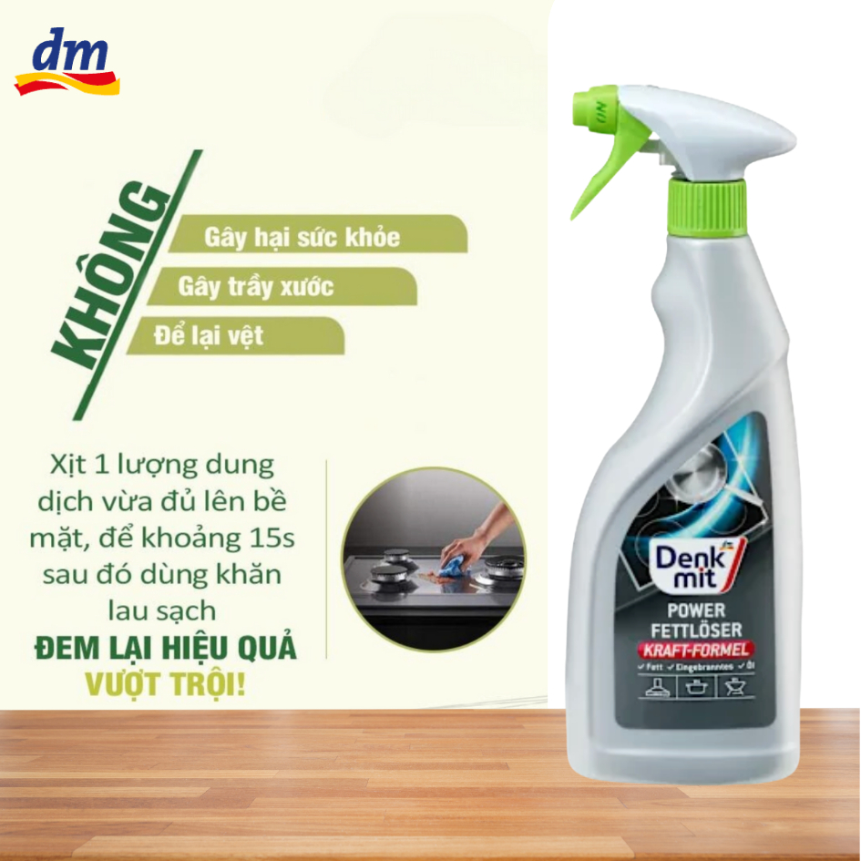 Chai xịt tẩy rửa bếp đa năng Denkmit Power-Fettlöser Multi-Power 4 750ml hàng Đức Chính Hãng