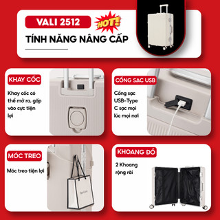 Vali Khung Nhôm Cao Cấp Kingsun KS-2512 Size 20/24/28inch Chống Va Đập, Bảo hành 5 năm