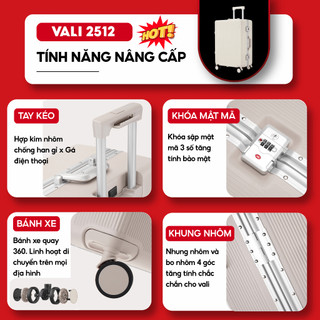 Vali Khung Nhôm Cao Cấp Kingsun KS-2512 Size 20/24/28inch Chống Va Đập, Bảo hành 5 năm