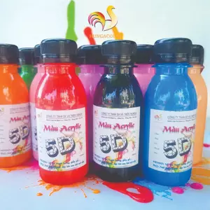 Màu Acrylic 5D Chai 100ml Pha Sẵn Thân Mềm Tô Tượng Vẽ Tranh Kèm Nắp Bật HUNGACOLOR
