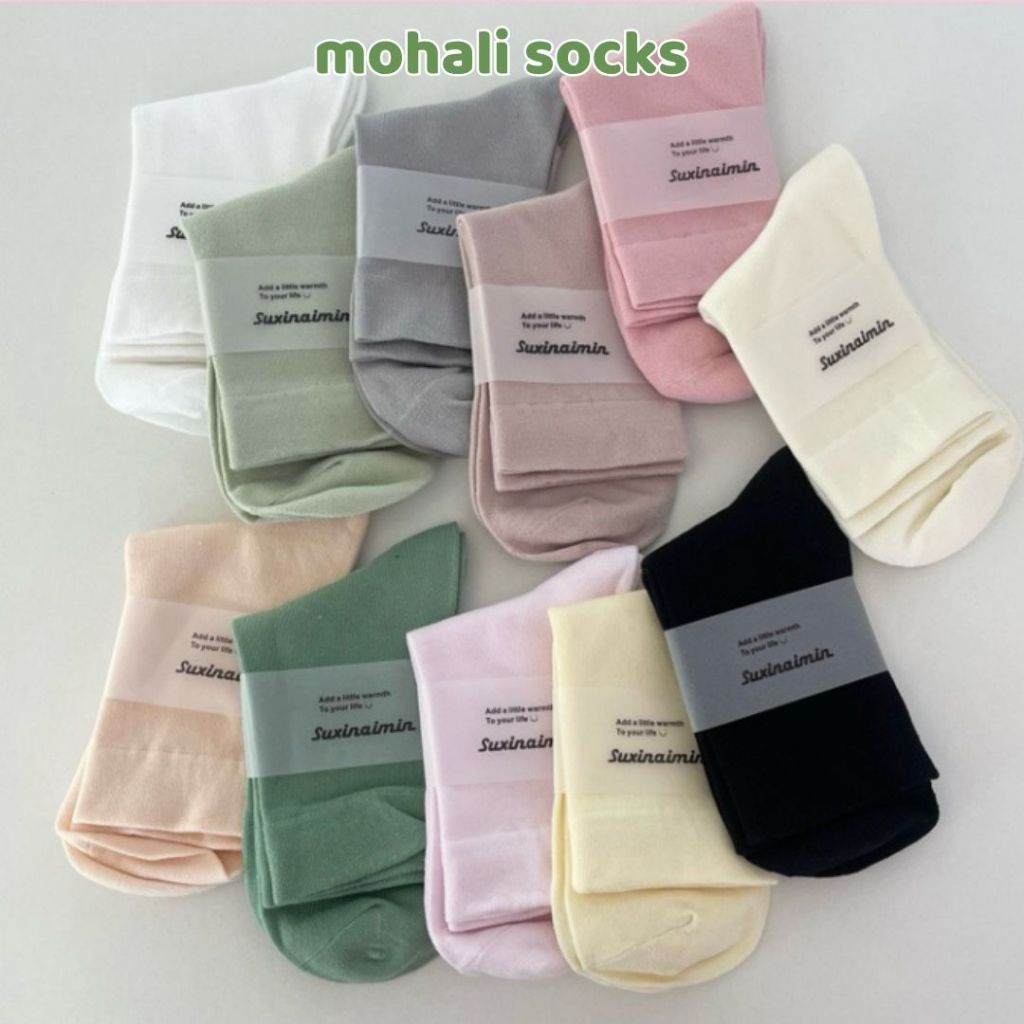Combo 5 đôi vớ tất trơn Hàn Quốc cao cấp chất cotton dày dặn thoáng khí thấm hút tốt MOHALI VC001