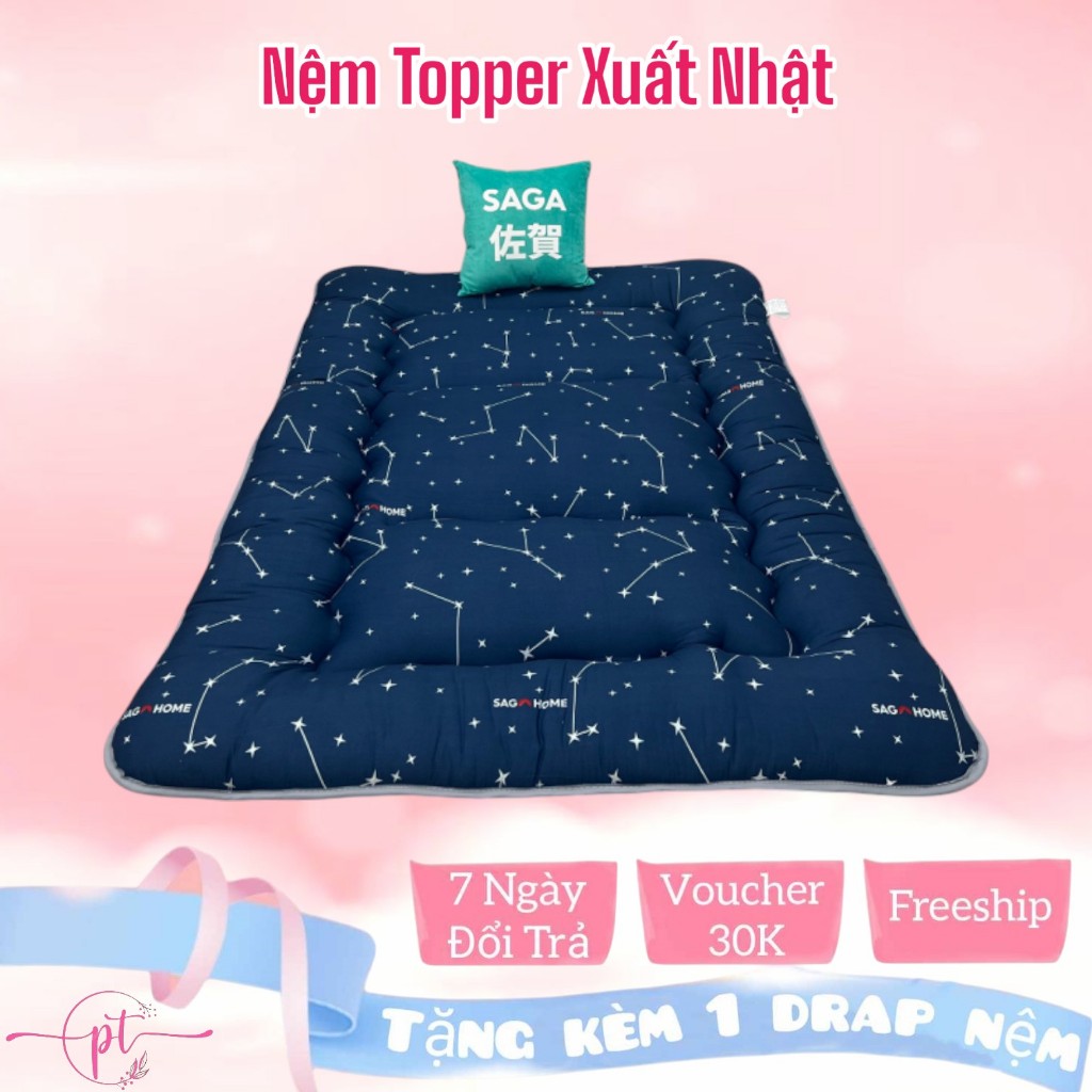 Nệm Topper Saga Đệm Ngủ Trải Sàn Gấp Gọn Xuất Nhật 1m,1m2,1m4,1m6,1m8 ...