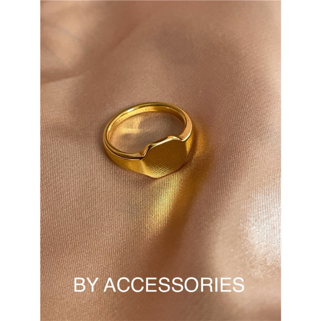 Nhẫn nam nữ unisex titan trơn mặt vuông phẳng không gỉ WR2344