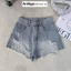 Quần short jean nữ lưng cao ống rộng rách gối, chất jean denim không giãn cá tính Anngo - AT552