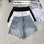 Quần short jean nữ lưng cao ống rộng rách gối, chất jean denim không giãn cá tính Anngo - AT552