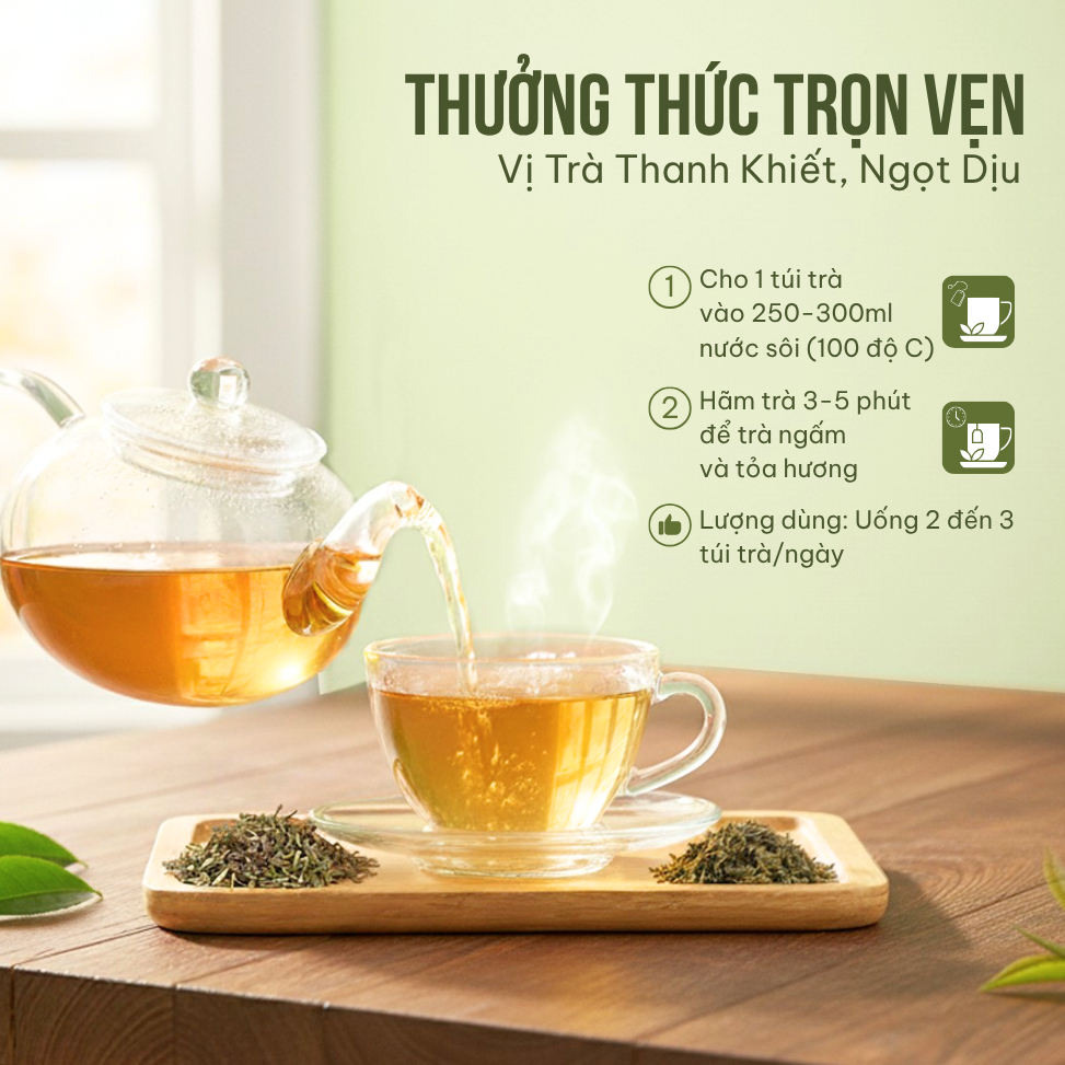 Combo 2 Hộp Trà Túi Lọc Cà Gai Leo VIEGREEN Mộc Sạch 33% 50 Túi x 3g, Không Đường, Mát Gan, GMP HACCP