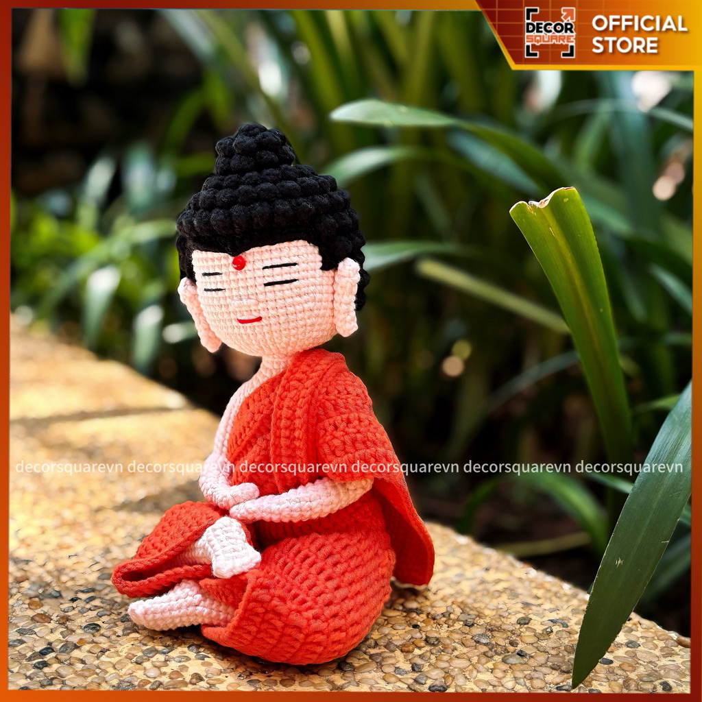 Tượng Phật Len Handmade Ngồi Thiền Decor Square – Cao 22cm - Trang Trí, Quà Tặng Bình An, May Mắn, Phong Thủy