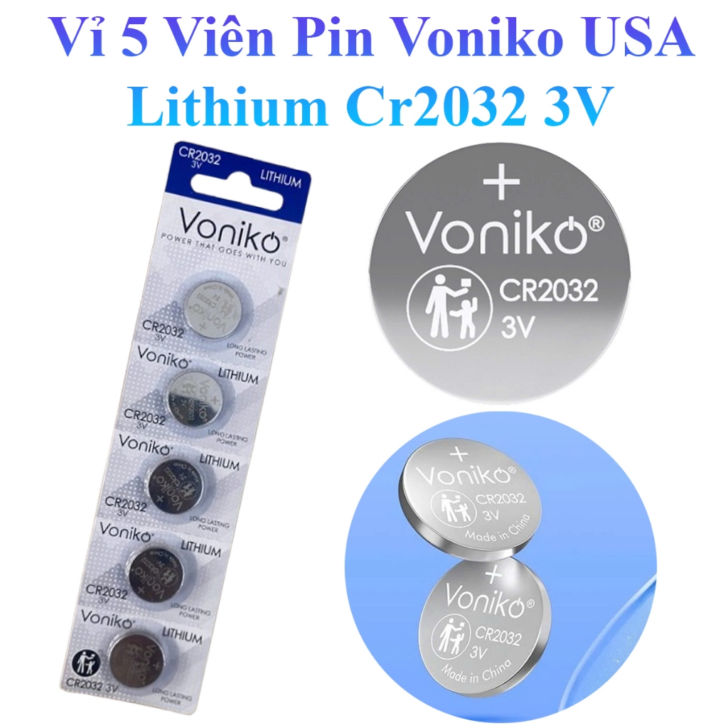 Vỉ 5 Viên Pin Voniko Usa Lithium Cr2032 3V Hàng Cao Cấp