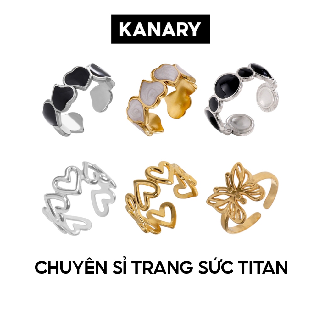 [SL4] Nhẫn Nam, Nhẫn Nữ TITAN, Nhẫn Hở Hình Bướm, Trái Tim Phong Cách Hàn Quốc - Chuyên Sỉ Trang Sức TITAN KANARY.