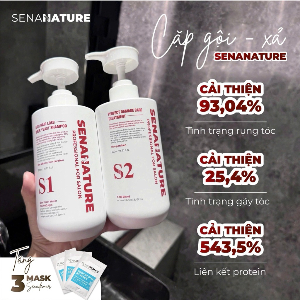 Cặp dầu gội xả senanature perfect damage care treatment 500ml/1000ml - hạn 2028 Hàn Quốc  IS178