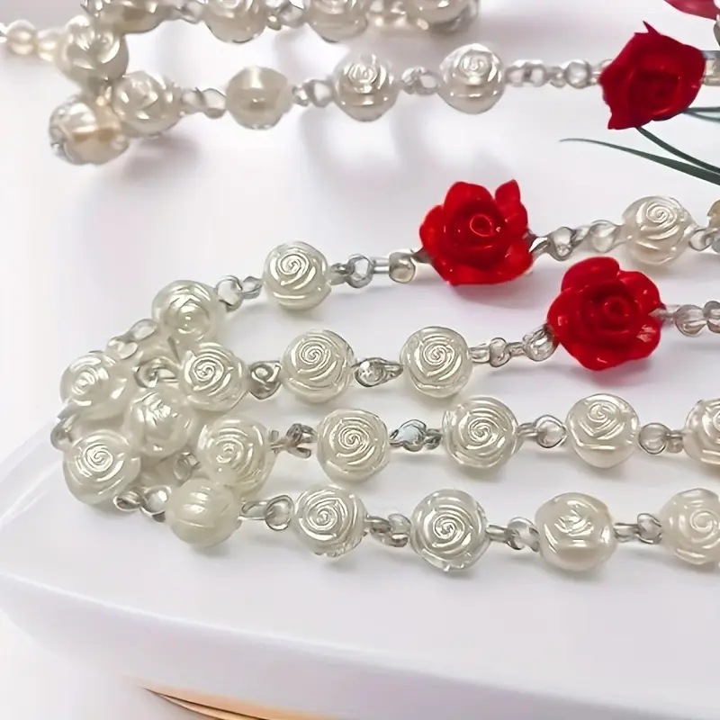 Chuỗi Mân Côi Hoa Hồng 50 Hạt Sang Trọng Gắn Bó Đức Tin Đức Mẹ 10 Trắng Xen 1 Đỏ Tinh Tế Bền Đẹp