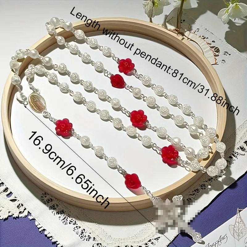 Chuỗi Mân Côi Hoa Hồng 50 Hạt Sang Trọng Gắn Bó Đức Tin Đức Mẹ 10 Trắng Xen 1 Đỏ Tinh Tế Bền Đẹp
