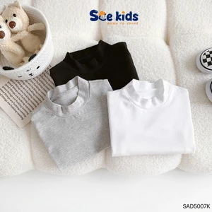 Áo cotton cao cổ basic cho bé trai bé gái, áo thun trơn màu basic cho bé sad5007k
