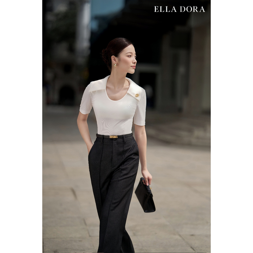Áo thun polo ELLA DORA thiết kế 1 cúc đồng form gọn phong cách trẻ trung thanh lịch mặc 4 mùa [AT69]