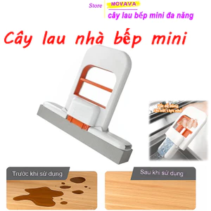 Cây lau bếp mini đa năng, bọt biển thấm hút, tự vắt khô dễ dùng, lau gương sạch - Movava