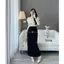 Chân váy len thỏ mềm cạp chun dáng dài xẻ