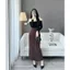 Chân váy len thỏ mềm cạp chun dáng dài xẻ