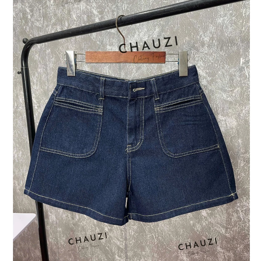 [PEINN] Quần Short Denim Chauzi Lưng Cao Phối Túi Trước Cho Nữ Cao Cấp Phong Cách Thời Trang Hàn Quốc QS247