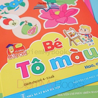 Sách- Bộ 8 Quyển Vở Tập Tô Màu Song Ngữ Anh Việt Dành Cho Bé Từ 4 5 Tuổi -Tặng Kèm Túi
