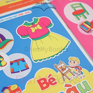 Sách- Bộ 8 Quyển Vở Tập Tô Màu Song Ngữ Anh Việt Dành Cho Bé Từ 4 5 Tuổi -Tặng Kèm Túi