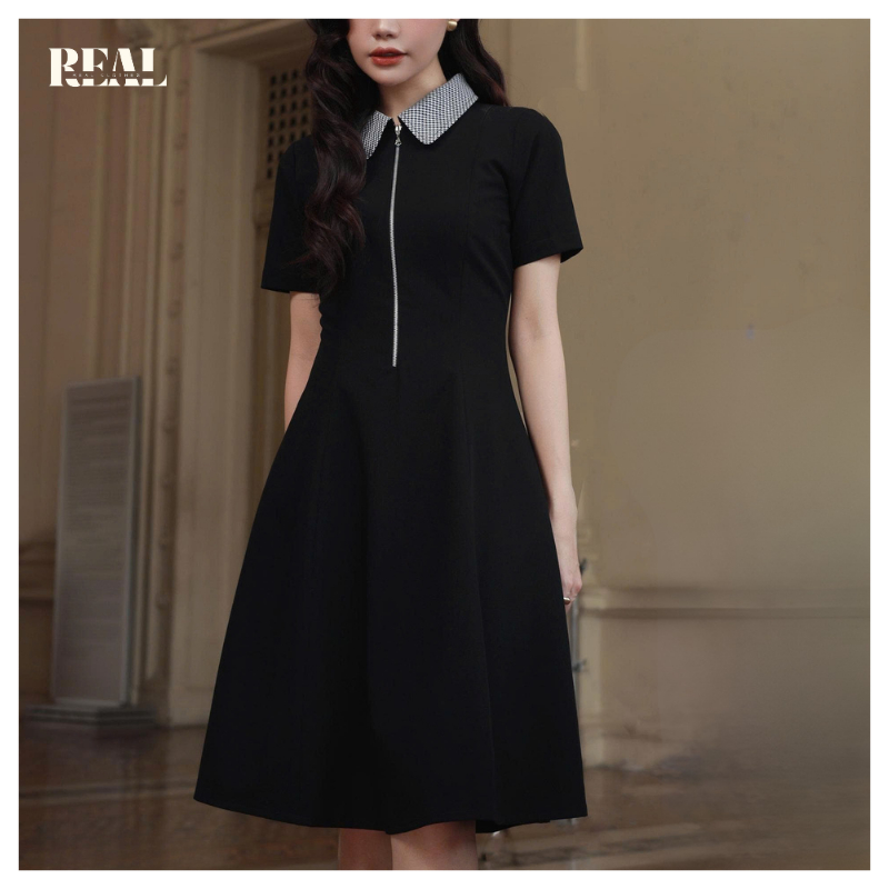 Đầm công sở 8 mảnh Zipper REAL CLOTHES (tổng hợp màu), có lót, ít nhăn