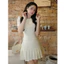 Đầm thiết kế nữ cộc tay phối viền ren đính nơ MIU.STUDIO, Váy ngắn xoè phối chân dập ly đính cúc bọc cao cấp