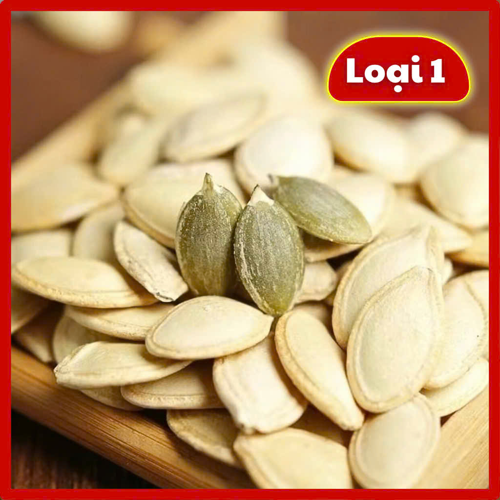 Hạt bí rang củi nhà làm loại 1 hạt to chắc giòn, các loại hạt dinh dưỡng ăn vặt ngon, 500g, HTC Food