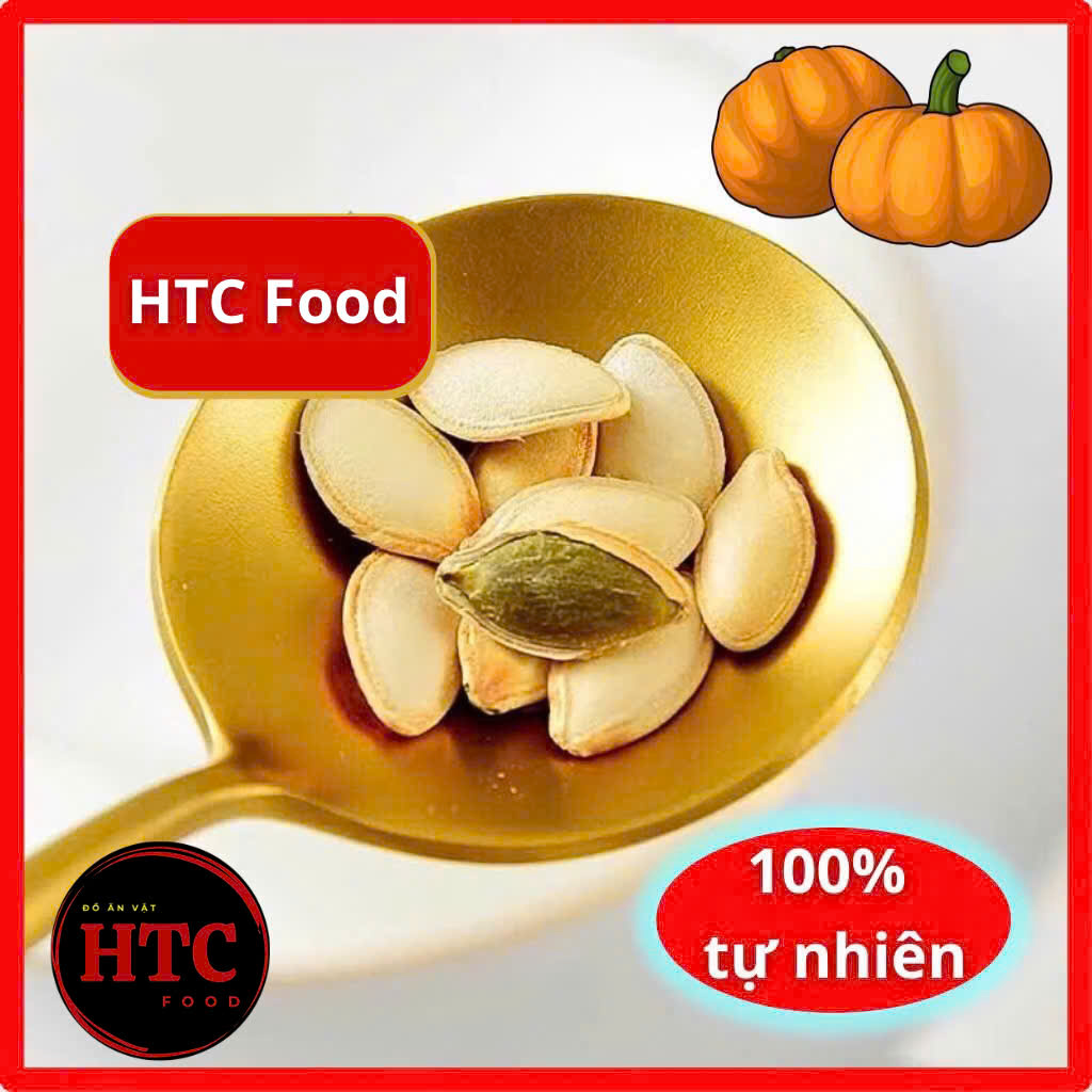 Hạt bí rang củi nhà làm loại 1 hạt to chắc giòn, các loại hạt dinh dưỡng ăn vặt ngon, 500g, HTC Food