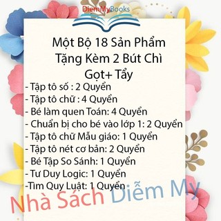 Sách- Bộ 18 Quyển Vở Tập Tô Chữ Luyện Viết Phát Triển IQ Cho Bé Tặng Kèm 2 Bút Chì+ Gọt+ Tẩy